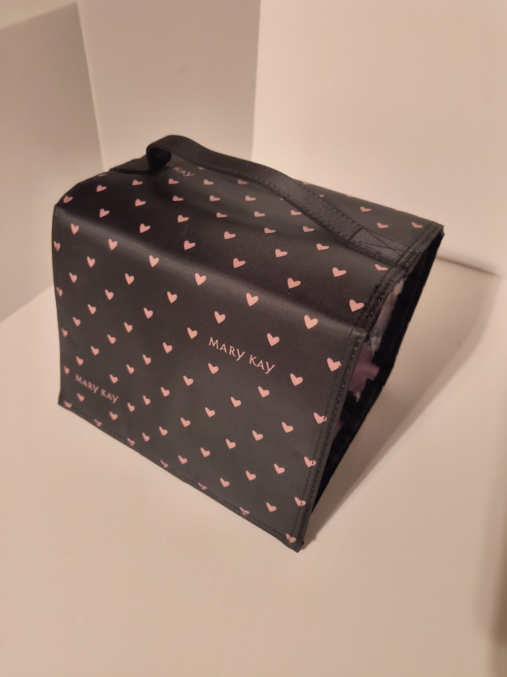Mary Kay Black Makeup Carry Case with Pink Heart Print
